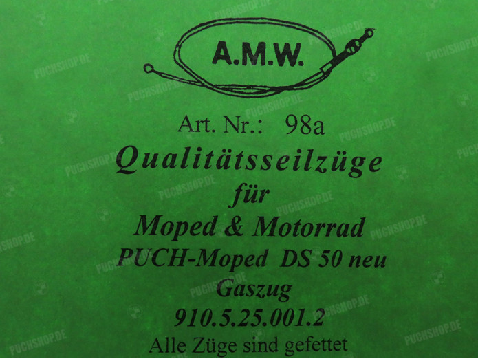 Cable Puch DS50 throttle cable A.M.W.